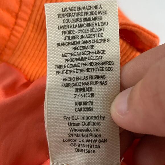 Free People XS Womens Ruched Linen Bomber Jacket Orange Full Zip - Picture 10 of 10